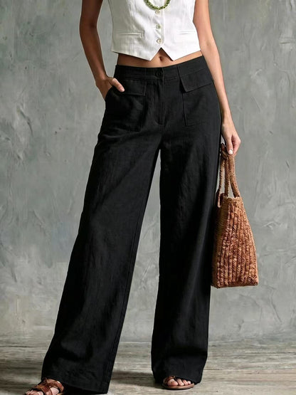 Women's High-Waisted Wide-Leg Pants | Soft Cotton-Linen | Casual Loose Fit | 6 Colors S-3XL