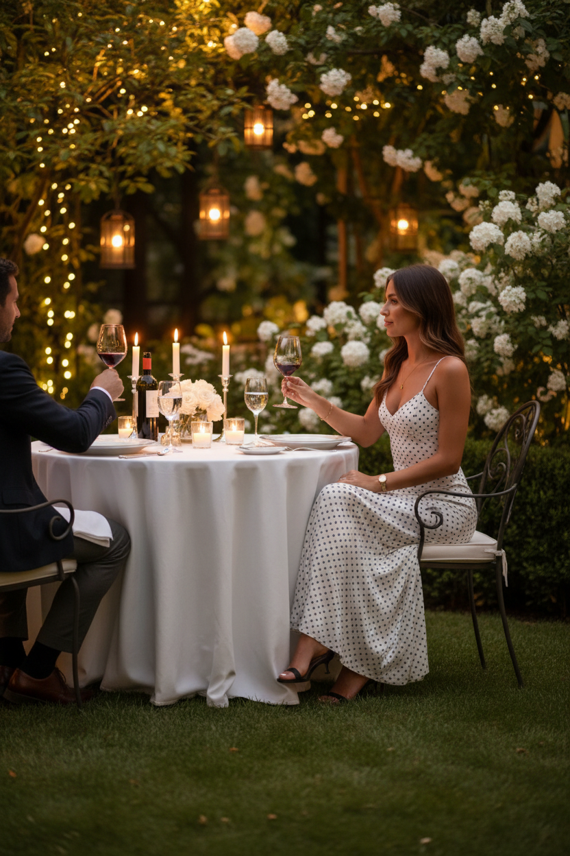 Julianna Polka Dot Maxi Dress - Dinner Scene