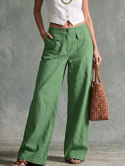 Women's High-Waisted Wide-Leg Pants | Soft Cotton-Linen | Casual Loose Fit | 6 Colors S-3XL