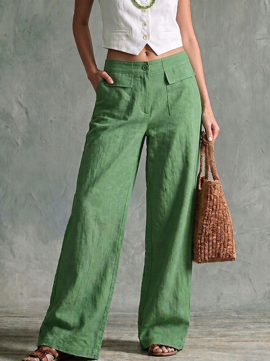 Women's High-Waisted Wide-Leg Pants | Soft Cotton-Linen | Casual Loose Fit | 6 Colors S-3XL